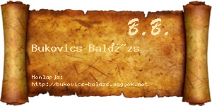 Bukovics Balázs névjegykártya